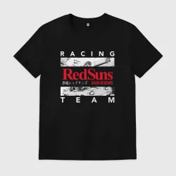 Мужская футболка хлопок Initial D RedSuns Team Аниме про дрифт