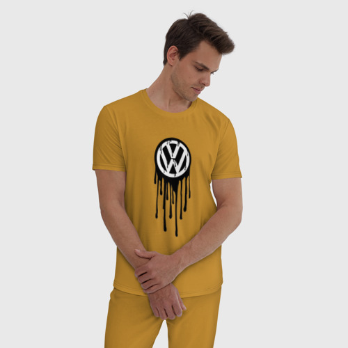 Мужская пижама хлопок с принтом Volkswagen - art logo, фото на моделе #1