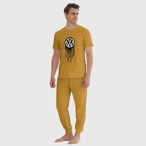 Мужская пижама хлопок с принтом Volkswagen - art logo, вид сбоку #3