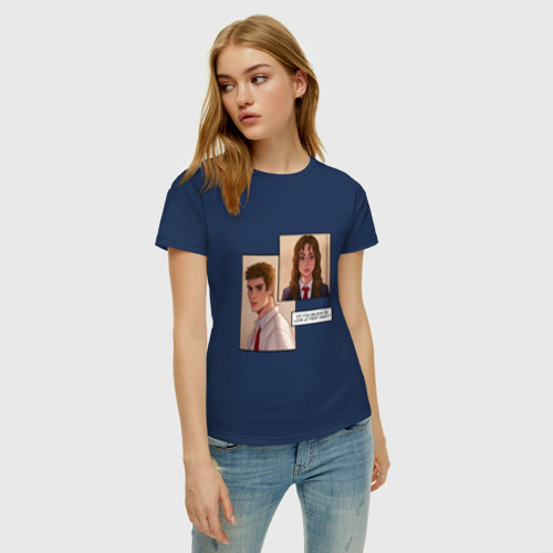 Женская футболка хлопок с принтом Услышь меня Аниме, фото на моделе #1