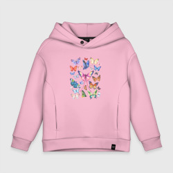 Детское худи Oversize хлопок Волшебные бабочки акварелью