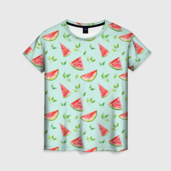 Сочные ломтики арбуза – Женская футболка 3D с принтом купить со скидкой в -23%