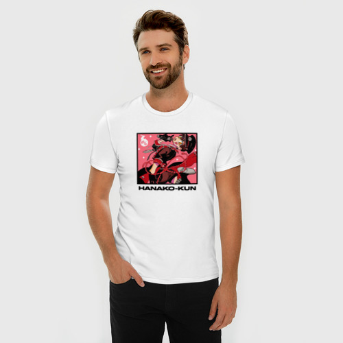 Мужская футболка хлопок Slim с принтом Поющий Ханако - Туалетный мальчик Ханако кун, фото на моделе #1