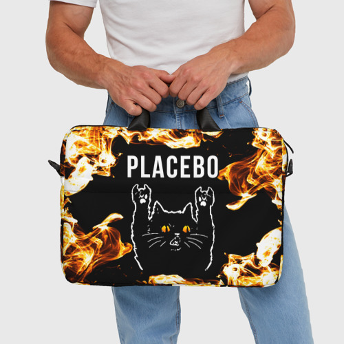 Сумка для ноутбука 3D Placebo рок кот и огонь, цвет 3D печать - фото 5