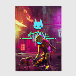 Stray - cat & robot – Постер с принтом купить