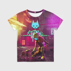 Детская футболка 3D Stray - cat & robot