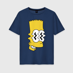 Женская футболка хлопок Oversize Bart Simpson - glitch