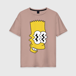 Женская футболка хлопок Oversize Bart Simpson - glitch