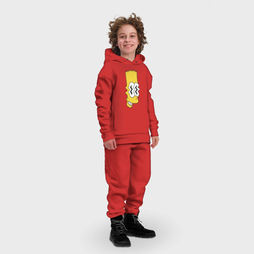 Детский костюм хлопок Oversize Bart Simpson - glitch, цвет красный - фото 3