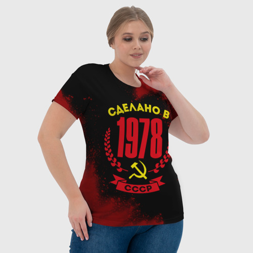 Женская футболка 3D Сделано в 1978 году в СССР и желтый серп и молот, цвет 3D печать - фото 6