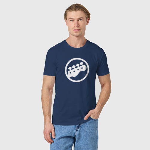 Мужская футболка хлопок Голова Бас-гитары в круге, цвет темно-синий - фото 3