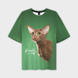 Мужская футболка oversize 3D Кошка ориентал