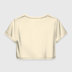 Топик (короткая футболка или блузка, не доходящая до середины живота) с принтом Культ ягненка агнец для женщины, вид сзади №1. Цвет основы: белый