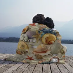 Плед 3D Морские раковины, кораллы, морские звёзды на песке - паттерн - фото 2
