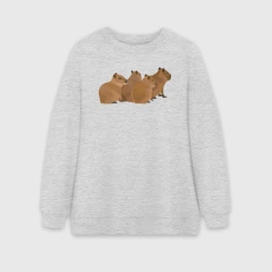 Женский свитшот oversize без начеса хлопок Банда милых капибар готовится