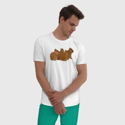 Мужская пижама с белой футболкой хлопок Банда милых капибар готовится - фото 2