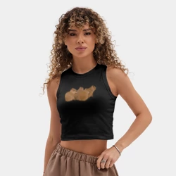 Женская укороченная майка-топ хлопок Банда милых капибар готовится - фото 2