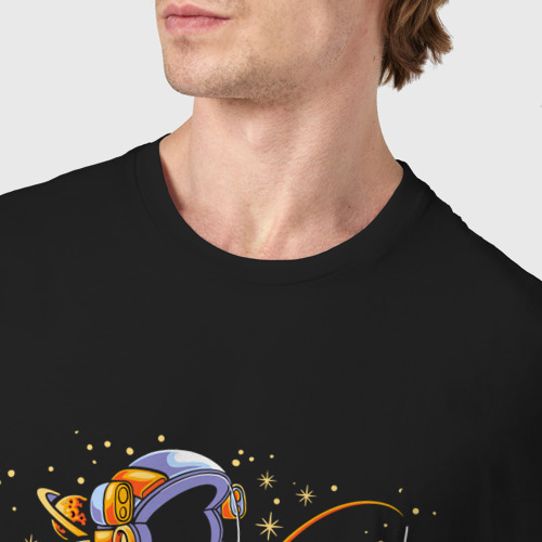 Мужская футболка хлопок Космическая рыбалка, цвет черный - фото 6