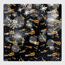 Магнитный плакат 3Х3 Надписи Porn Hub - снежинки