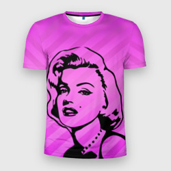 Мужская футболка 3D Slim Marilyn Monroe на розовом фоне
