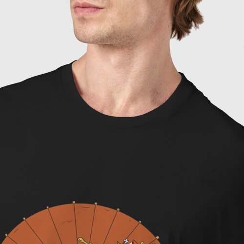 Мужская футболка хлопок с принтом Гейша с зонтиком, фото #4