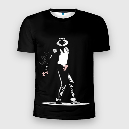 Мужская футболка 3D Slim с принтом Майкл Джексон с росписью, вид спереди #2