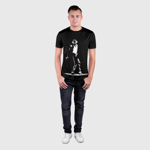 Мужская футболка 3D Slim с принтом Майкл Джексон с росписью, вид сбоку #3