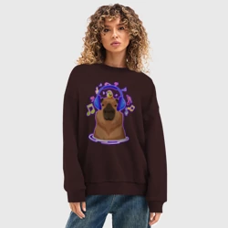 Женский свитшот oversize без начеса хлопок Музыкальная Капибара - фото 2