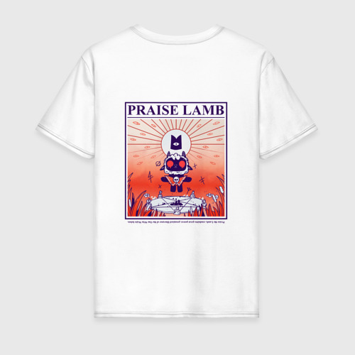 Мужская футболка из хлопка с принтом Cult of the Lamb агнец, вид сзади №1