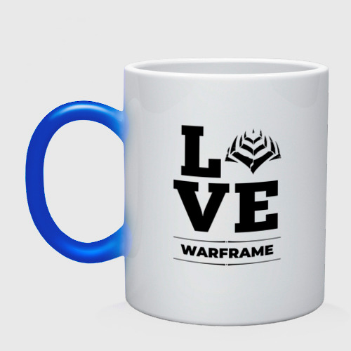 Кружка хамелеон Warframe love classic, цвет белый + синий