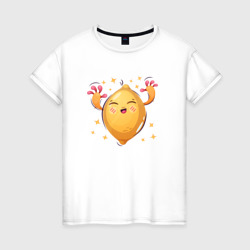 радостный  лимон – Женская футболка хлопок с принтом купить со скидкой в -20%