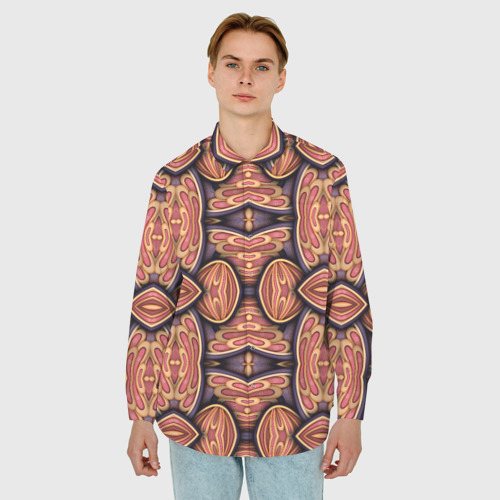 Мужская рубашка oversize 3D с принтом Объемная  абстракция, фото на моделе #1