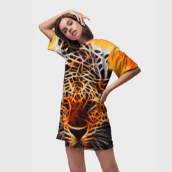 Платье-футболка 3D Огненный гепард - фото 2