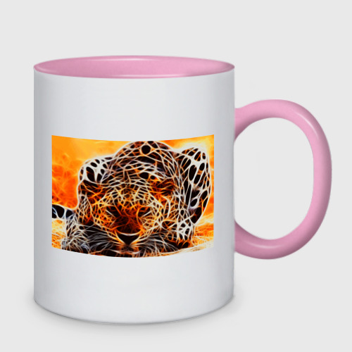 Кружка двухцветная Огненный гепард, цвет белый + розовый - фото 2