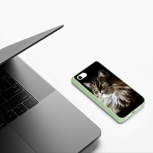 Чехол для iPhone 5/5S матовый Кот породы мейн-кун, цвет салатовый - фото 5