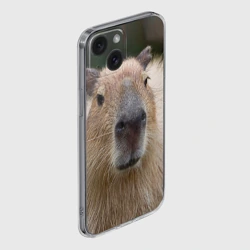 Чехол для iPhone 15 силиконовый с защитой камеры Капибара - водосвинка - фото 2