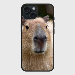 Чехол силиконовый для Apple iPhone 15 матовый Капибара - водосвинка