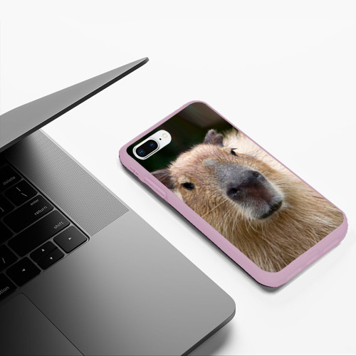 Чехол для iPhone 7Plus/8 Plus матовый Капибара - водосвинка, цвет розовый - фото 5