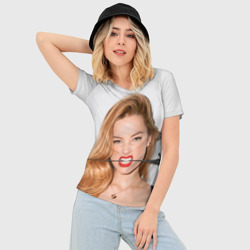 Женская футболка 3D Slim Эмбер Хёрд с розой - фото 2