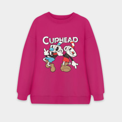 Женский свитшот oversize без начеса хлопок Cuphead - Mugman