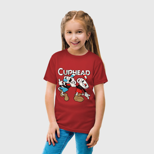 Детская футболка хлопок Cuphead - Mugman, цвет красный - фото 5