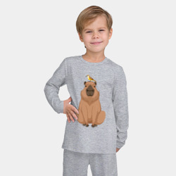 Детская пижама с лонгсливом хлопок Капибара и птица - фото 2
