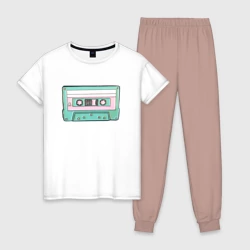 Женская пижама с белой футболкой хлопок Музыкальная кассета - олды поймут