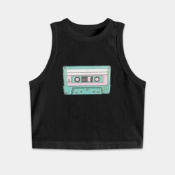 Женская укороченная майка-топ хлопок Музыкальная кассета - олды поймут