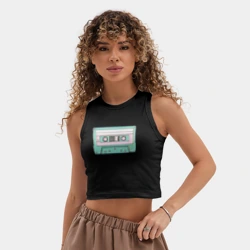 Женская укороченная майка-топ хлопок Музыкальная кассета - олды поймут - фото 2