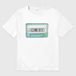 Мужская футболка хлопок Oversize Музыкальная кассета - олды поймут