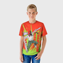 Детская футболка 3D Человек-бензопила : Дэндзи резня - фото 2