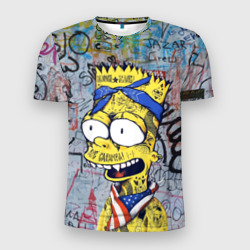 Мужская футболка 3D Slim Кульный Барт Симпсон весь в тату - Hype