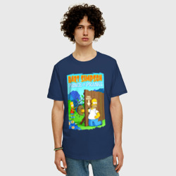 Мужская футболка хлопок Oversize Барт Симпсон дурит своего батю - фото 2