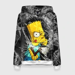 Женская толстовка 3D Барт Симпсон разбил из рогатки стекло